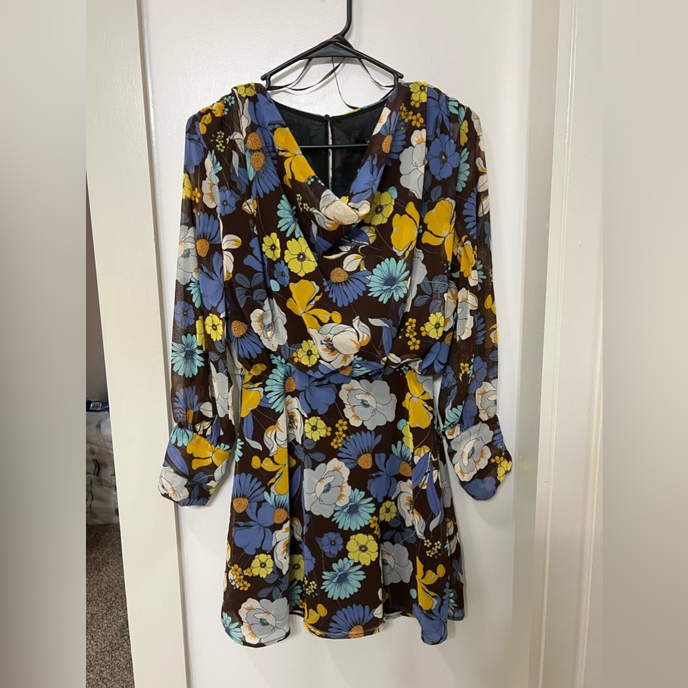 ZARA cowl neck floral mini dress. NWT, never worn